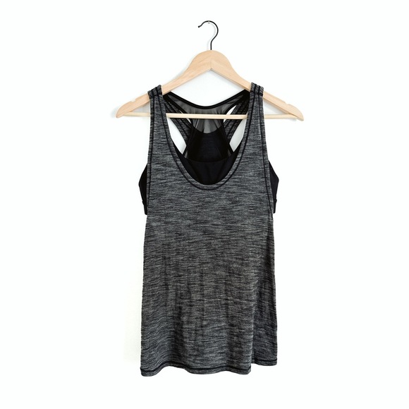 Lululemon Glide and Stride Tank Heathered Black / Black - Size 6 - Picture 3 of 11